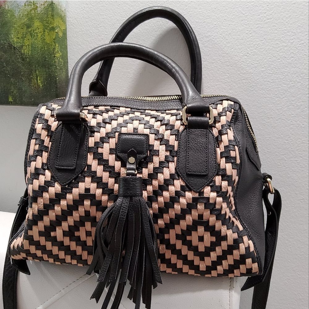 Cole Haan Vachetta Woveen Leather Satchel Bag Crossbody